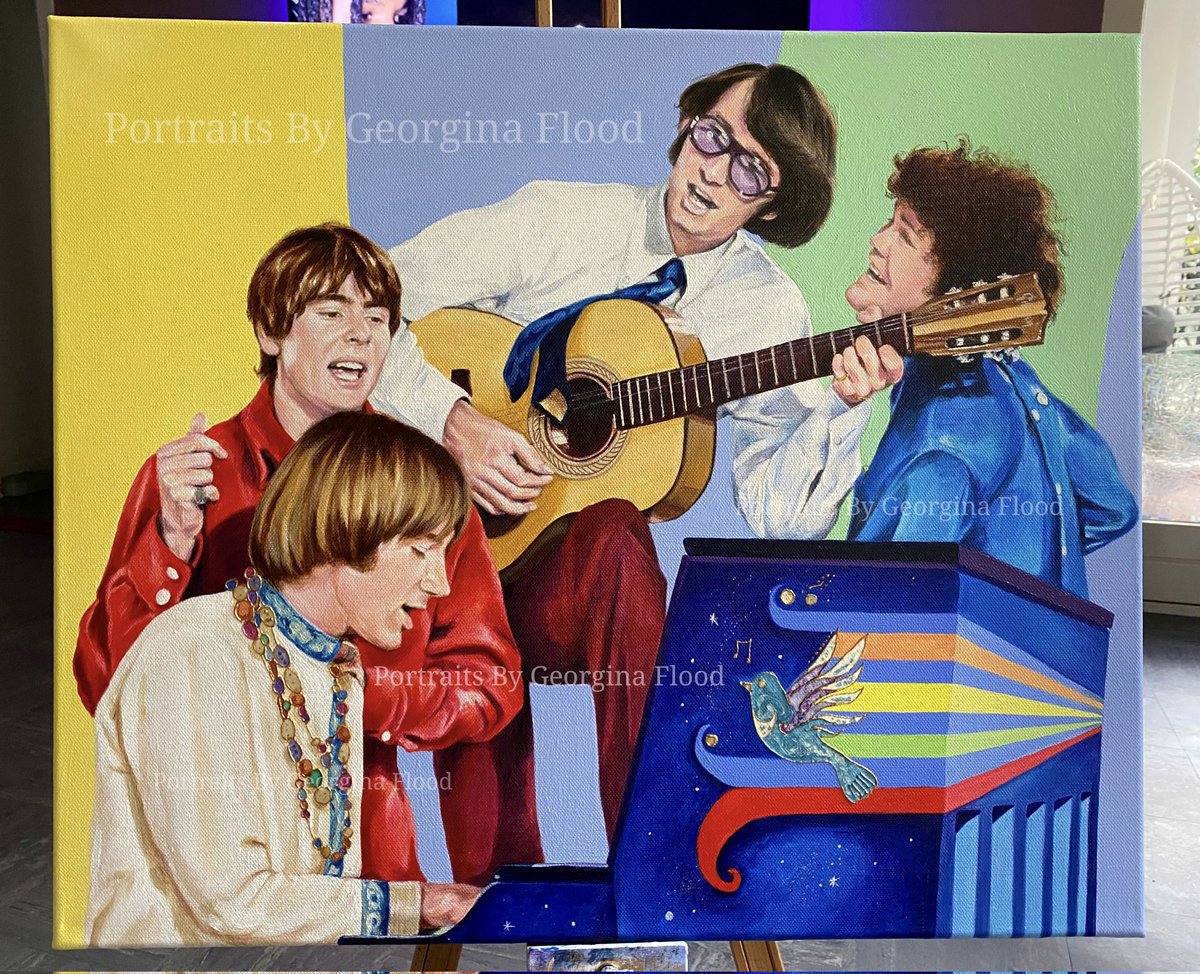 Just Completed!! I'm really so happy to share my Monkees painting, It's a scene from their video Daydream Believer. I hope you like it 🙂 <a href="/TheMonkees/">The Monkees</a> #art #painting #tribute #monkees