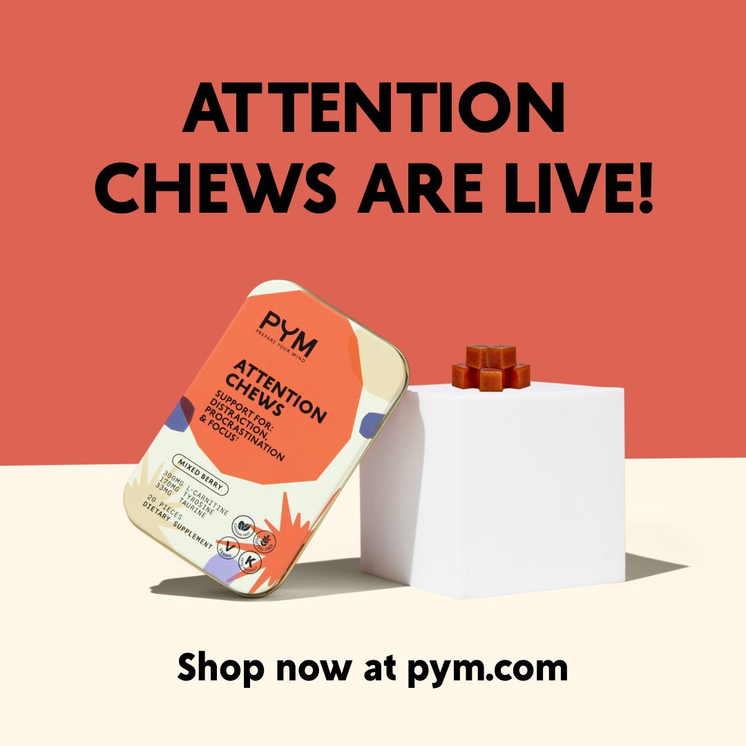 ATTENTION CHEWS ARE NOW AVAILABLE! 🥳🥳 Right this way to stop procrastination and boost focus &amp; productivity: youcanpym.com/products/atten…