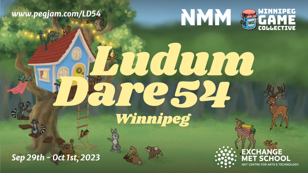 WinnipegGameJam's tweet photo. #LDJAM returns to #Winnipeg in partnership with @NewMediaMB &amp; Exchange MET on Sept 29th-Oct 1st! Register ASAP, space is limited!

Look forward to: 
🎙️ Guest Speakers 
🕹️ Game Development
👨‍👩‍👧‍👦 Community &amp; Networking

Learn more: https://t.co/88tZd44DvA
🎨by @fearless_cloud_ https://t.co/QGMf2JDAEn