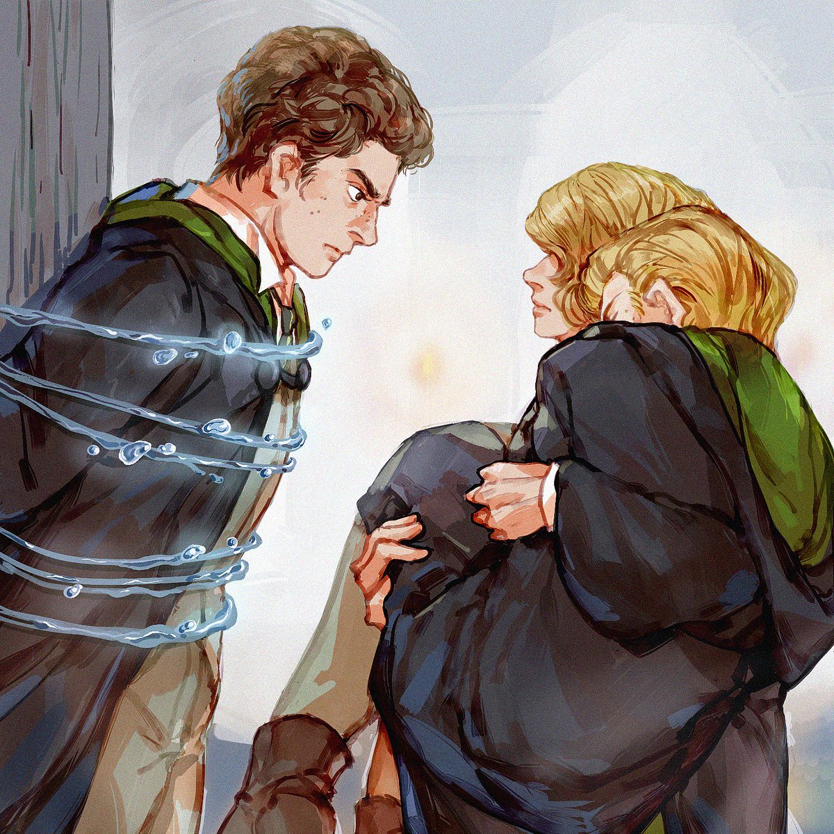 One of my head canon💃: MC tied Seb up with Ancient Magic to let him reflect upon himself alone in undercroft, and cradle carried Omi in front of him, saying: 'I will take care of him afterwards.' 
Literally LOL🥰🤗🤗🤗🤣🤣🤣🌝🌝🌝#SebastianSallow #OminisGaunt #HogwartsLegacyMC