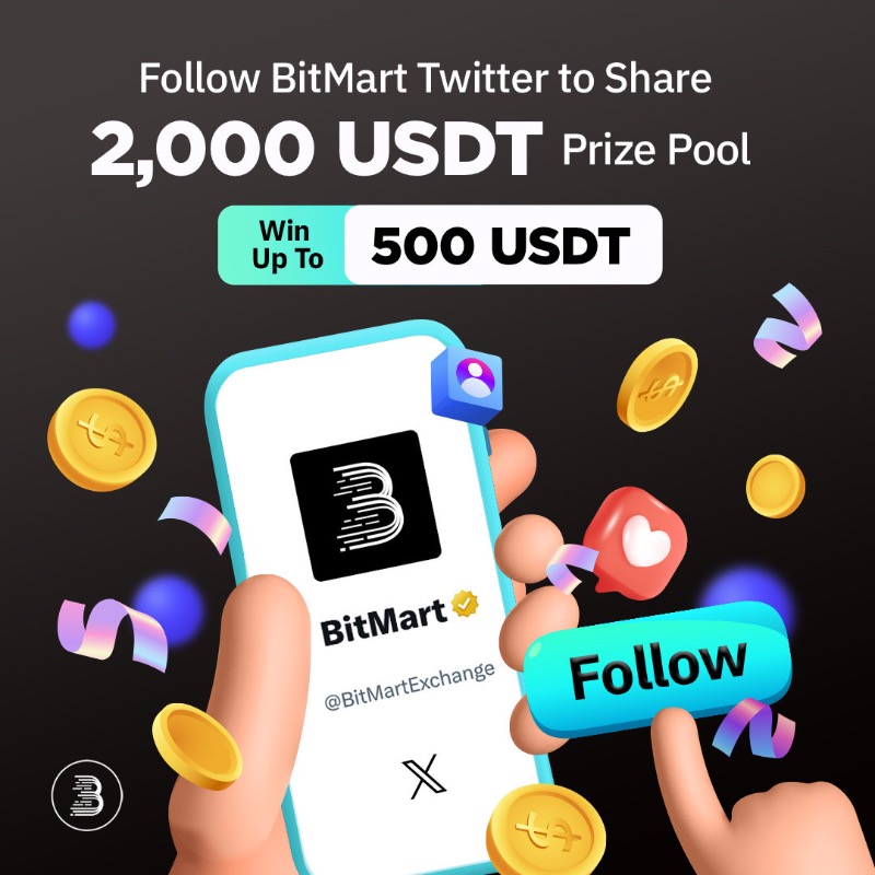 BitMartExchange's tweet photo. Join #BitMart Follower #Giveaway to share 2,000 USDT! 🎉

3 winners win 500 USDT, 300 USDT, and 200 USDT each. An additional 100 followers win 10 USDT each! 🔥

1️⃣ Follow @BitMartExchange, RT &amp; tag 3 friends
2️⃣ Complete: https://t.co/r5kiXZPbuL

#crypto #airdrop #cryptocurrency