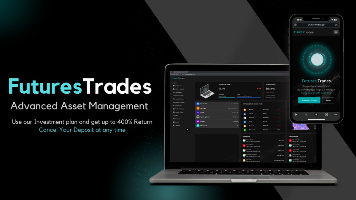 FuturesTradeApp's tweet photo. 🚀 FuturesTrades Has Launched! 🚀
Dive into the future of asset management! FuturesTrades is LIVE now, launched on 16th September 2023. Use our Investment plan and get up to 400% Return 
Cancel Your Deposit at any time! 
🎉 Join the revolution and tell your friends! 🗣 https://t.co/refy3I2A66
