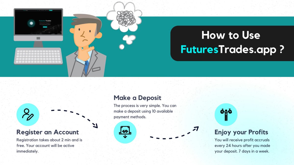 FuturesTradeApp's tweet photo. 📌 How to Use https://t.co/O65FN2k2iw?

🤑 Only 3 simple steps will allow you to invest and start earning with our guaranteed daily profit system. https://t.co/SxH11WAmJt