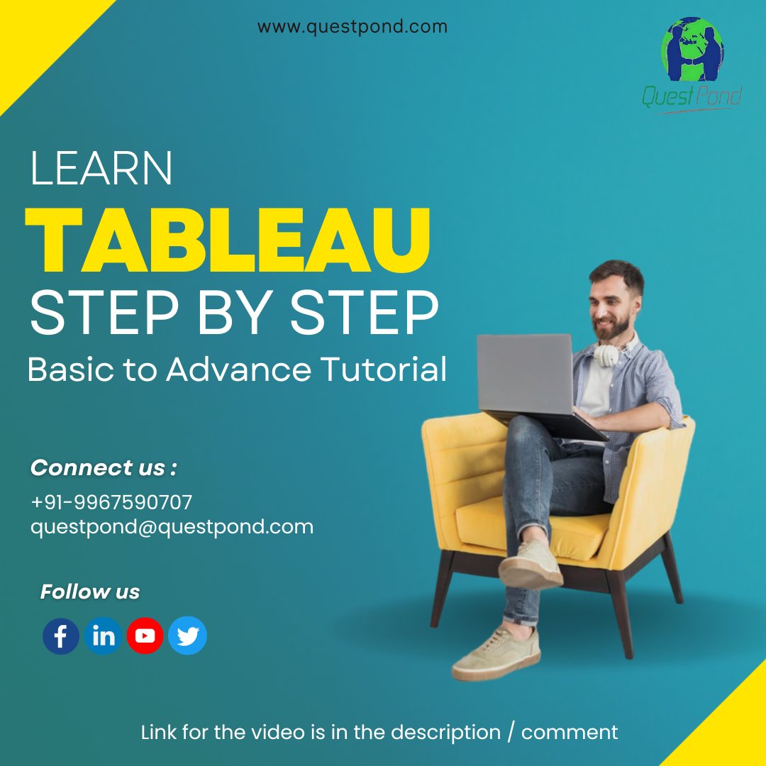 questpond's tweet image. 💡 Eager to master Tableau and unlock its potential?
📊 Watching our step-by-step Tableau tutorials will set you on the path to success, starting from scratch and guiding you to become a Tableau expert.
🔗Link: youtu.be/JqvWgN2smOo
.
.
.
#tableau #DataSkills #tableautraining