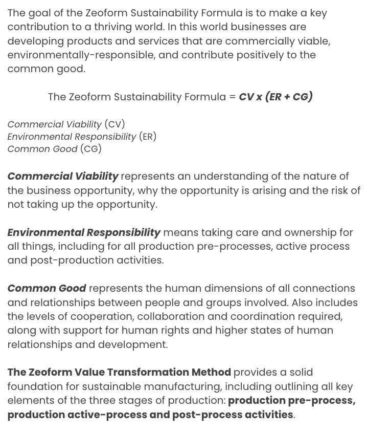 ZEOFORM's tweet image. Sustainable business &amp;gt; Any other business

But how can you make sure your business is sustainable?

We made a formula:

Zeoform sustainability formula = CV x (ER +CG)

#sustainablefuture #sustainablemanufacturing