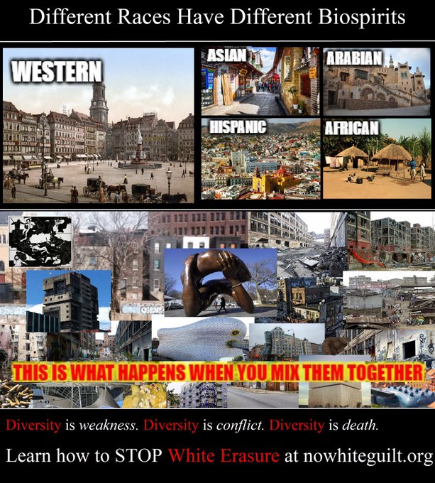 CplPunishm42060's tweet photo. @WordConquerer @AVolkender @RRR0BYN #AntiWhites claim multiracialism is a strength but God used it as a punishment.
I'm certain the #antiwhite oligarchs living in White gated communities absolutely GUFFAW whenever their mooks parrot the "diversity" crap because #biospiritual incompatibility is VISCERALLY miserable https://t.co/gPLESD4F6o