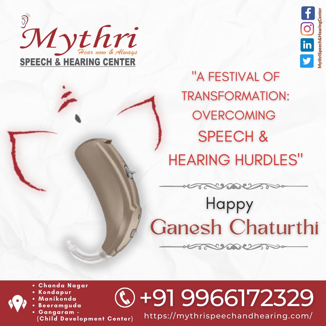 mythrihearing's tweet photo. 🪔🐘 "#HappyGaneshChaturthi!" 🐘🪔
#GaneshChaturthi #LordGanesha #MythriSpeechAndHearing #HyderabadHealthcare #NewBeginnings #BlessingsOfGanesha #Prosperity #CommunicationForAll #ClearHearing #VibrantLiving #HearingWellness #EmpoweringVoices #SoundSolutions #GaneshaBlessings https://t.co/CZlDajeXef