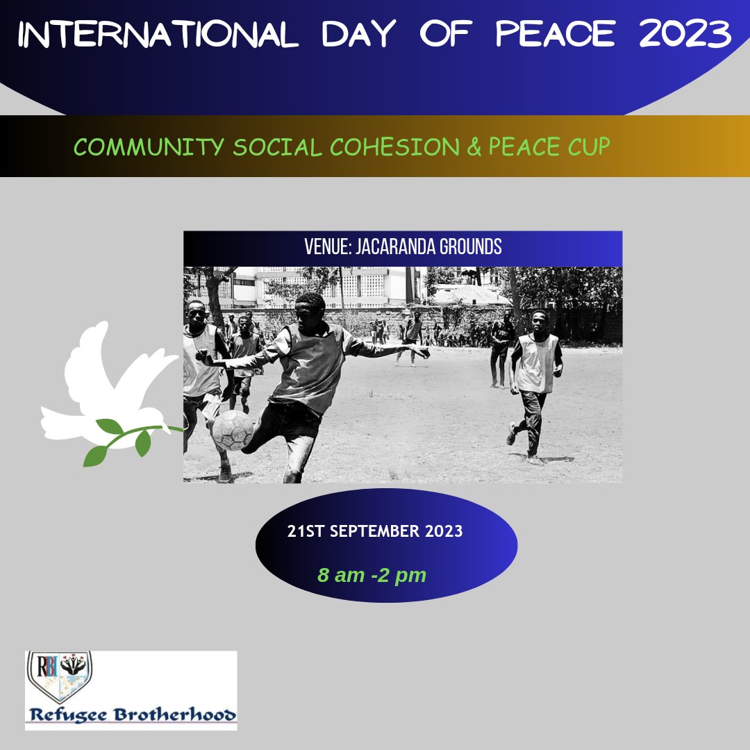 As we gear towards #IDP2023 we believe through the use of soccer , we will contribute to promoting a culture of peace, tolerance and social cohesion,there for creating an enabling environment for refugees and host community to play a critical role in conflict prevention . #RBH