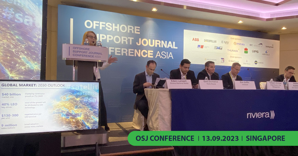 iectelecom's tweet photo. Last week, IEC Telecom had the great honour to contribute to the #OSJConferenceAsia by @RivieraMaritime. @Kuzmenko_Ana spoke about #satcom trends in the #offshore sector, #LEO technology, the need for business #continuity, reliable #CyberSecurity &amp; more. https://t.co/YxoRV5nlXa