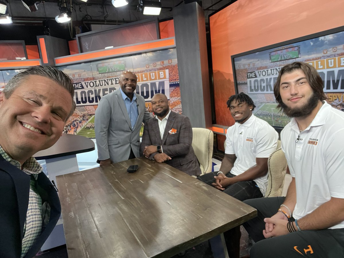 MARK PACKER (@packer_sports) on Twitter photo Full house for the “Volunteer Club Locker Room, presented by Spyre Sports.” Jayson, Chris and I are joined by DB Doneiko Slaughter and OL Shamurad Umarov to talk about where the UT program is.
Knoxville-WATE 11:35 pm
Nashville-FOX 10:35 pm
Tri Cities-FOX 11:00 pm
<a href="/SwainEvent/">Jayson Swain</a> Full house for the “Volunteer Club Locker Room, presented by Spyre Sports.” Jayson, Chris and I are joined by DB Doneiko Slaughter and OL Shamurad Umarov to talk about where the UT program is.
Knoxville-WATE 11:35 pm
Nashville-FOX 10:35 pm
Tri Cities-FOX 11:00 pm
<a href="/SwainEvent/">Jayson Swain</a>