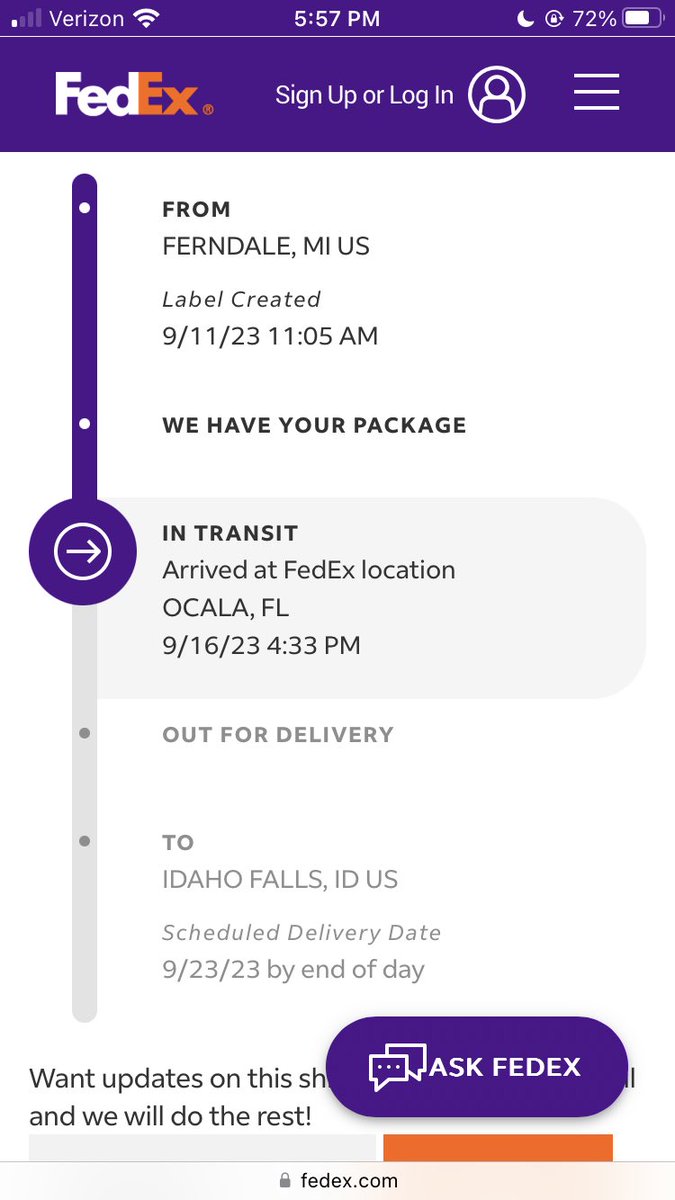 mollyoftdollys's tweet photo. @FedExHelp I’m not the best at geography but can you explain to me how you were trying to get something from Michigan to Idaho…. And it’s now in Florida? How did this happen? How many more times will you push back my expected delivery day? https://t.co/uCsdOgra1m