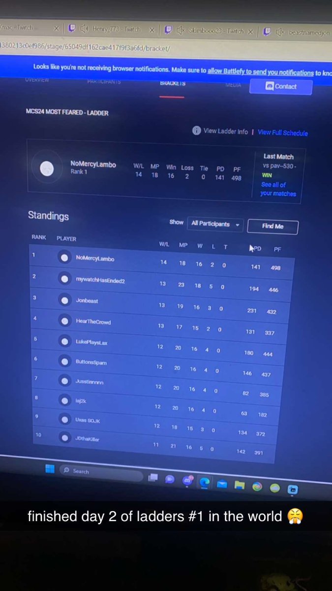 Finished Day 2 of Ladders #1 In the 🌎 Proud of myself man. They told me I’d be nothing without aggs 🤷‍♂️