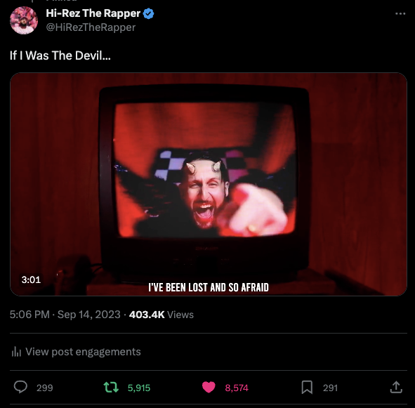 HiRezTheRapper's tweet photo. 100k + on rumble. Half a milli on x/twitter. 20k on youtube. HAHAHAHA...soooo, is it a content issue or a platform big tech issue? https://t.co/wyZmAUYLVD
