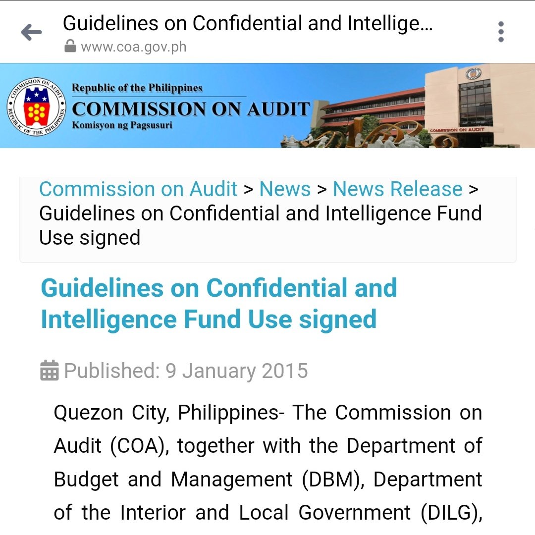WebBuzzr's tweet photo. The Confidential Funds of government agencies (about 30 of them) are subject to an audit by COA and not by your idiot idols. See PNoy admin-prepared COA guidelines. However, the audit does not divulge the expense details to the public. Check what 'confidential' means. https://t.co/1xFxRt7o5B