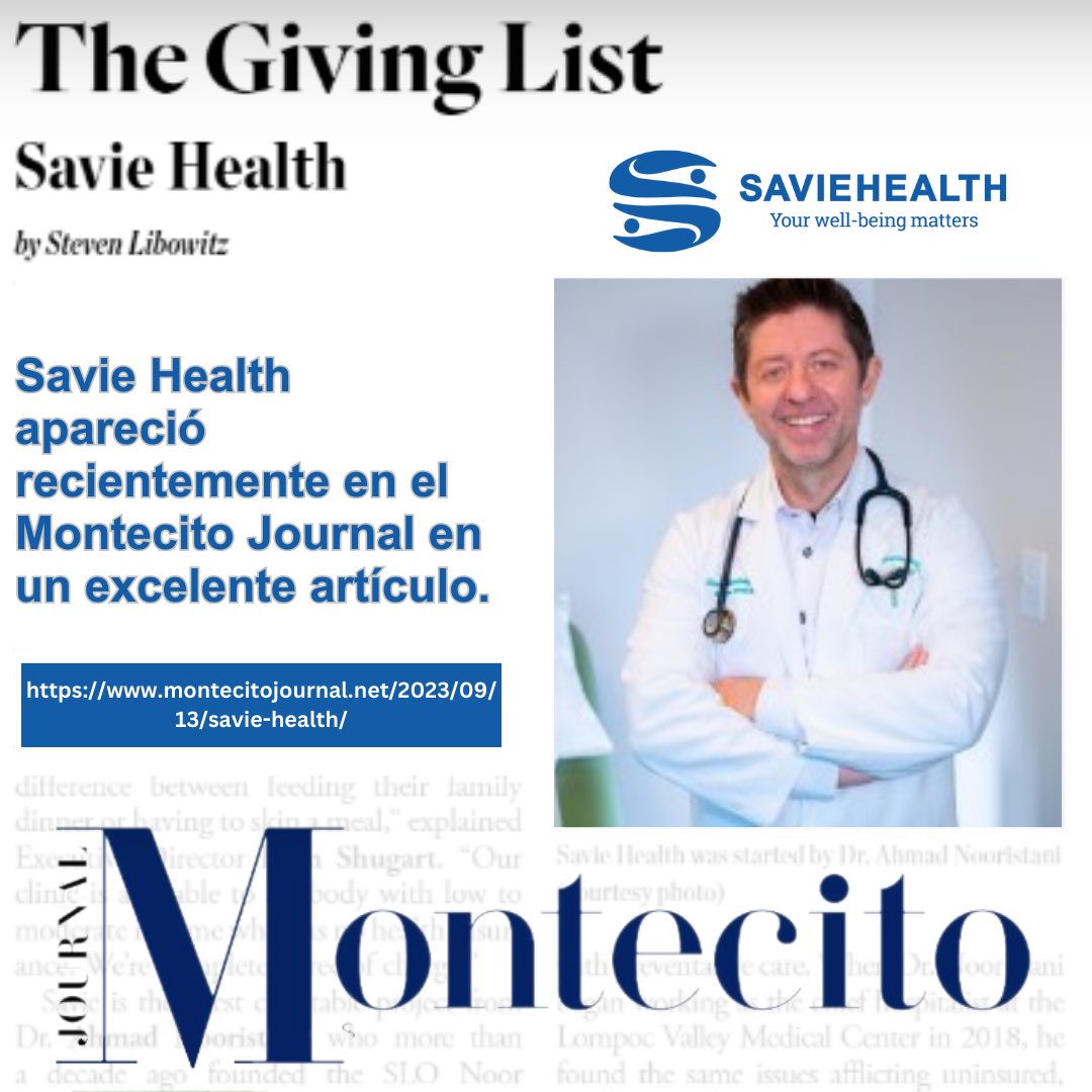 HealthSavie's tweet photo. Savie Health was recently featured in the @MontecitoJourn1 in an excellent article. Check it out at https://t.co/ENHbJwWsH6.
—-
Savie Health apareció recientemente en el Montecito Journal en un excelente artículo. Compruébalo en https://t.co/ENHbJwWsH6. https://t.co/7A2mKBMog4