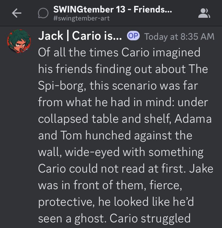 sibbydoo's tweet photo. [🕸] SWINGtember 13 - Their Friend/s Find Out

Whatever happens, they’ll always look out for each other. 

#ProjectSWING #SWINGtember #spidersona #spiderverse #oc #originalcharacters https://t.co/PvSNBLQt2T