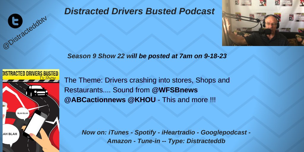 DistractedDBTV's tweet photo. Season 9 Show 22 will be posted tomorrow at 7am. Sound From #WFSBnews #ABCActionNews #KHOU - Theme of this episode, Drivers crashing into stores, shops, restaurants. It happens more than one thinks. Listen where you get your podcast shows from - Distracteddb https://t.co/vnLrMuxkBt