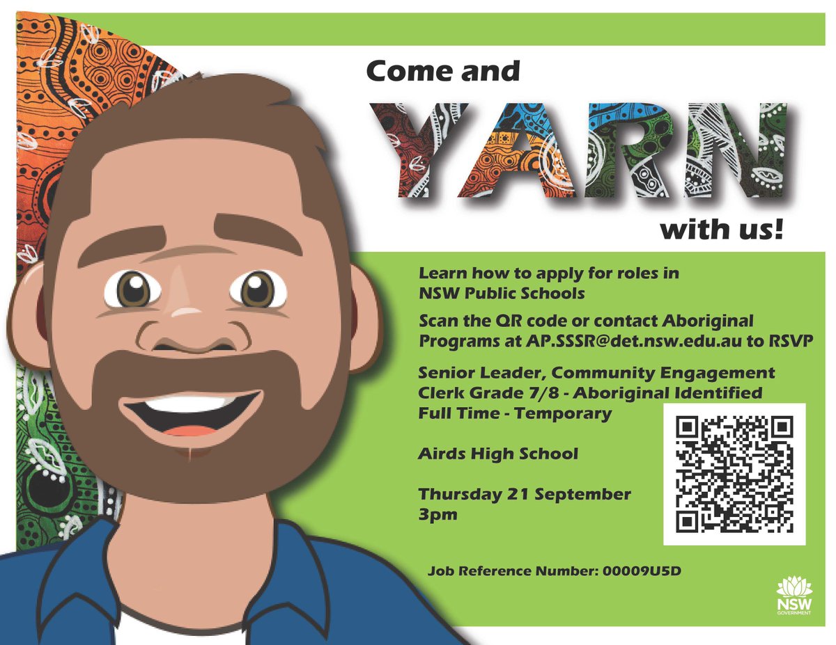 Join Our Mob @ the NSW Department of Education (@joinourmobdoe) on Twitter photo On Thur 21 Sept <a href="/3pm/">Sexual GIF</a>, our team will host an in-person Yarn Up (info session) about this role & how to apply.
The school will be putting on a feed, so come along, fill your belly, & learn what you need to do to apply for this role.
Register via the QR code in the flyer. On Thur 21 Sept <a href="/3pm/">Sexual GIF</a>, our team will host an in-person Yarn Up (info session) about this role & how to apply.
The school will be putting on a feed, so come along, fill your belly, & learn what you need to do to apply for this role.
Register via the QR code in the flyer.