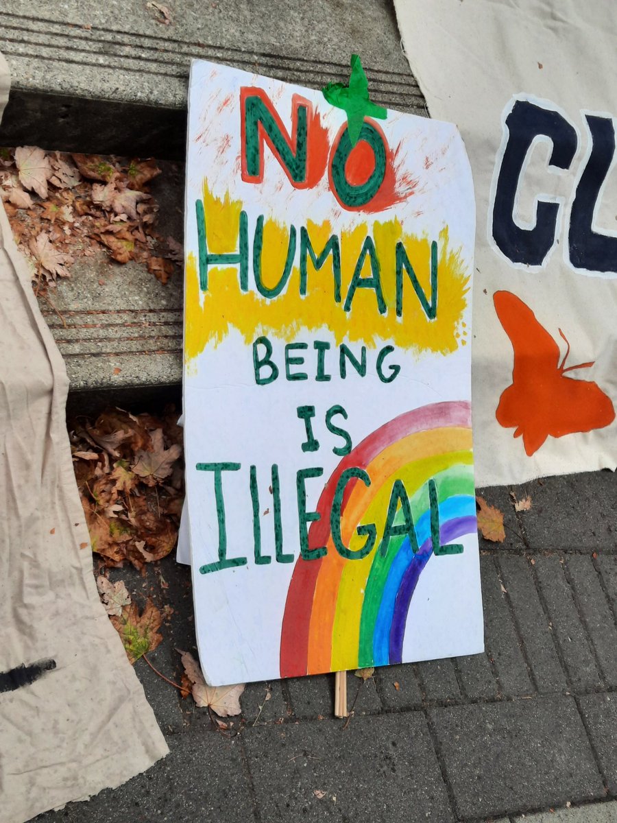 critcrim's tweet image. No human being is illegal.

#StatusForAll rally in #Vancouver