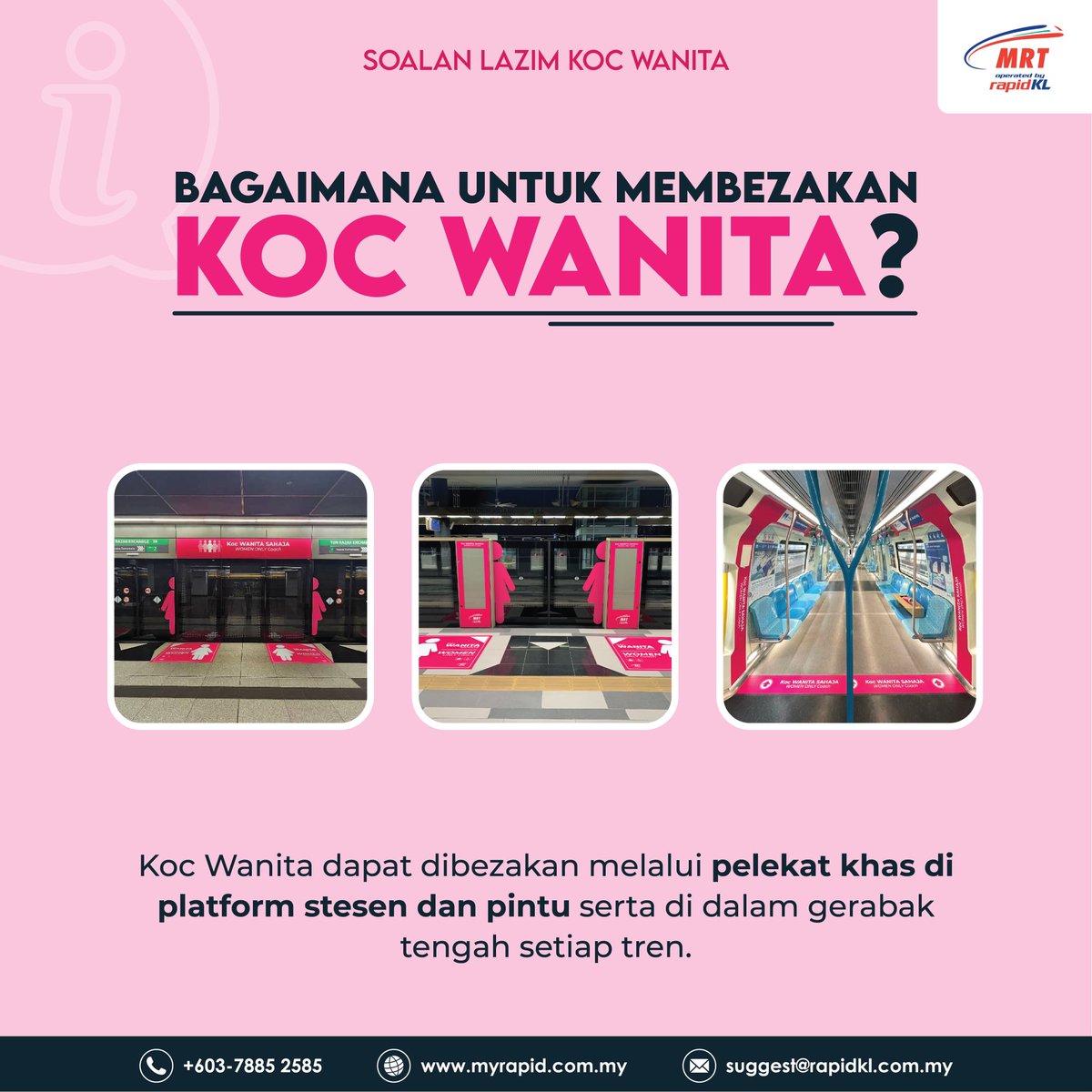 myrapidkl's tweet photo. Pelanggan yang dihormati, koc wanita untuk MRT Laluan Kajang akan berkuatkuasa mulai 18 September 2023.  

Rujuk poster untuk info lanjut

#RapidKL #KamiBawaAnda #KocWanita https://t.co/OHiPhJFzEF