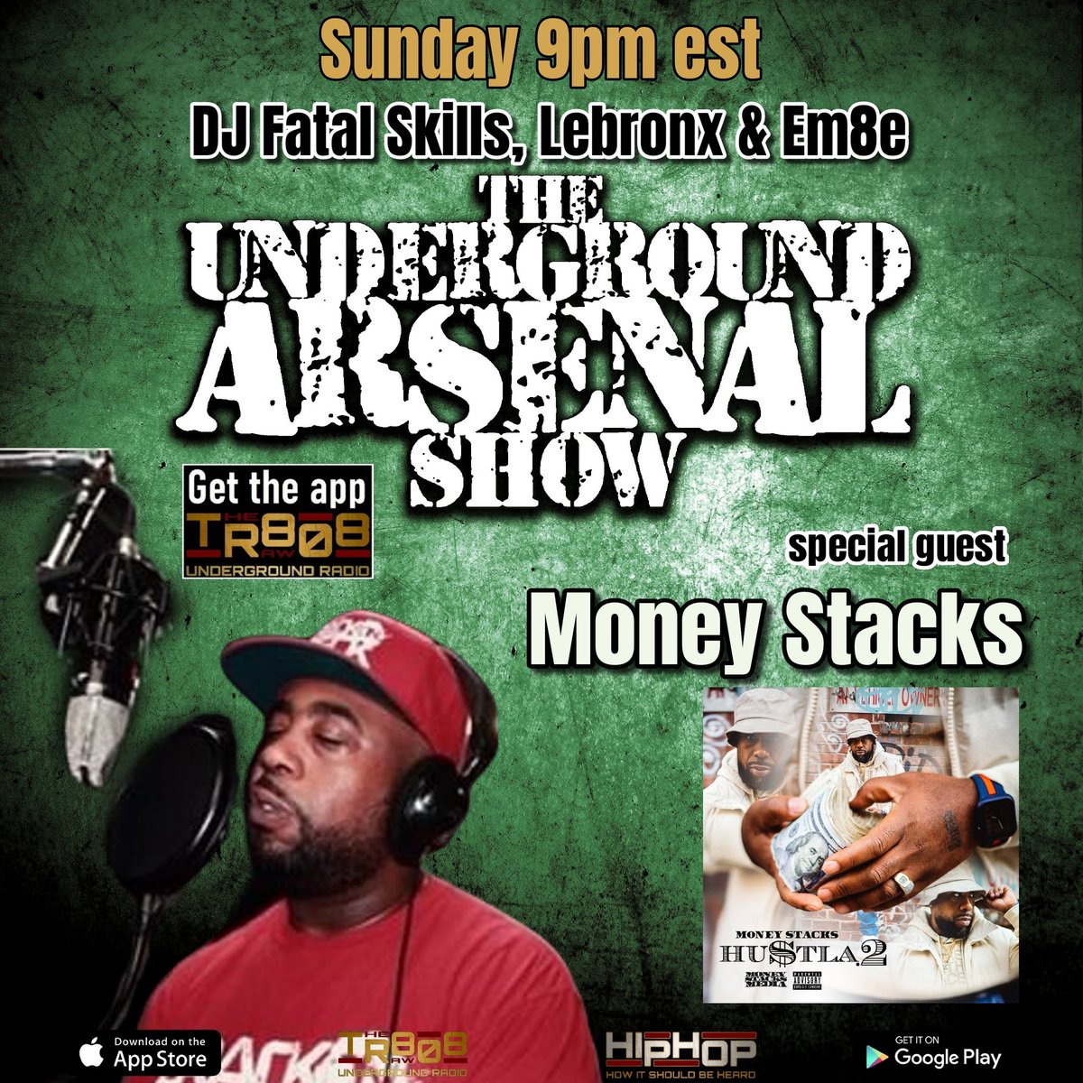 808_raw's tweet photo. #NowPlaying The Underground Arsenal Show w/ guest @MONEYSTACKS Get The Raw 808 app or go to https://t.co/WmAeGvDjbC #theraw808 #undergroundarsenal #realhiphop @FatalSkills @REALLEBRONX @the_music_man76 #moneystacks #harlemshit #hustla2 https://t.co/kvftGWUJlm