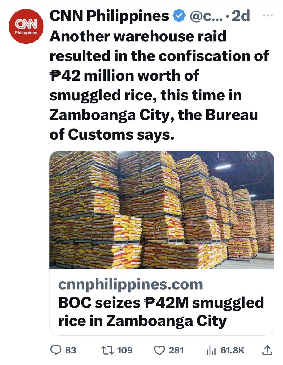 kikopangilinan's tweet photo. Simple lang. Sino nag i-issue ng import permit? DA. Sino nag i-inspect kung tama ba ang volume ng rice imports? Customs. Sino halos 50 years ang may alam ng warehouse ng bigas sa buong bansa at mga may ari nito? NFA. Mag group chat lang sila huli ang smuggler at hoarder. https://t.co/mVgnaWyGDp