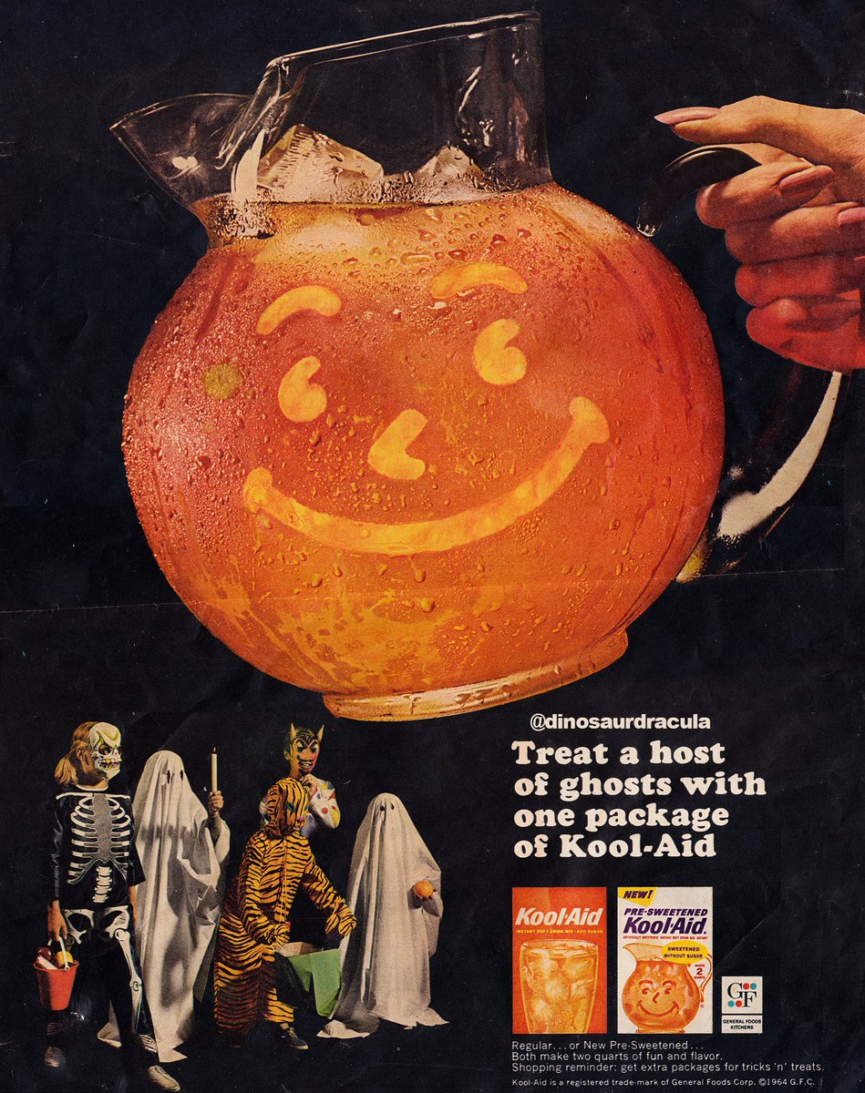 DinosaurDracula's tweet photo. Kool-Aid Halloween ad from 1962, here to make you feel better in 2023. https://t.co/fa1dIyl5JV