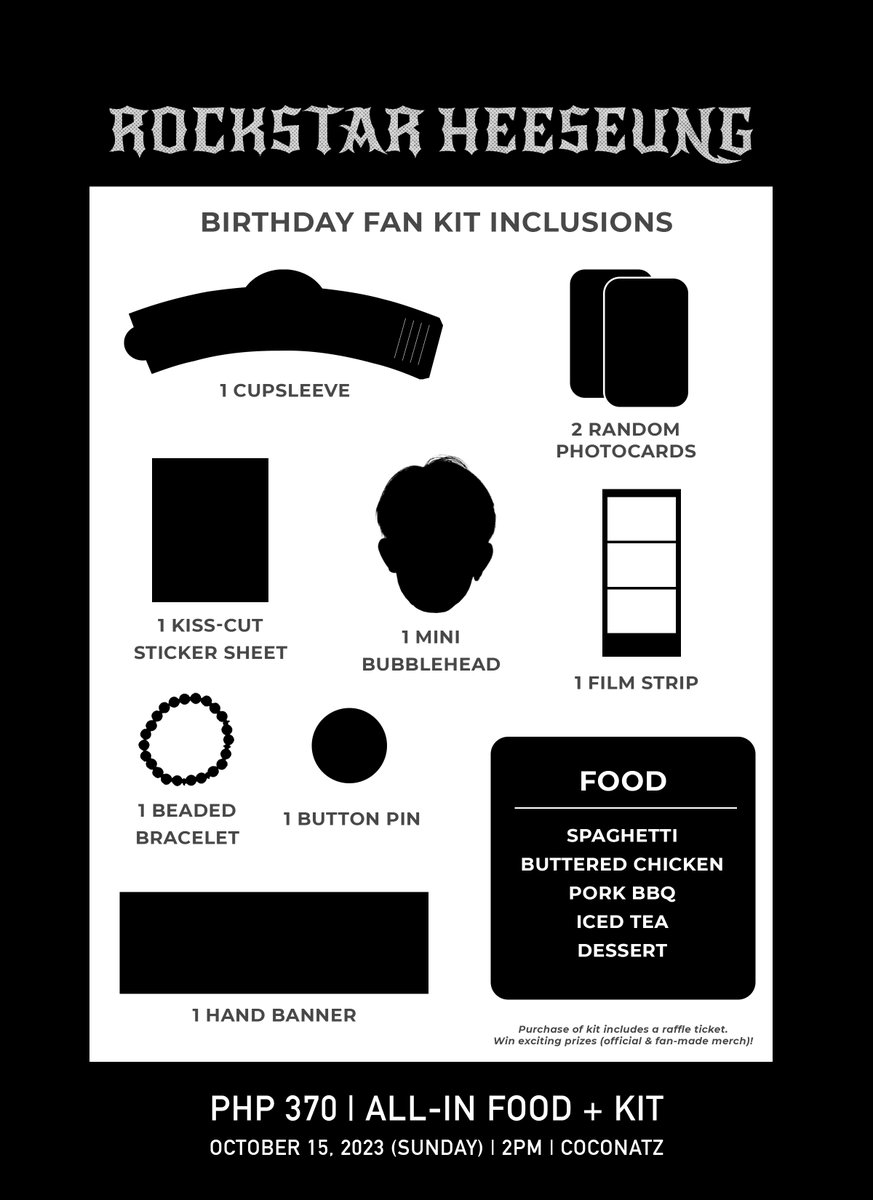 Rockstar Heeseung🎸

Naga Engenes, are you ready to party like a rockstar? Join us as we celebrate Heeseung's birthday!

🗓️ October 15 | Sunday
⏰ 2:00 PM
📍 Coconatz | Dayangdang, Naga City
🔗 bit.ly/HeeBdayCSE
👗 All-black outfit

#HeeseungDay #OurAceHeeseung #이희승