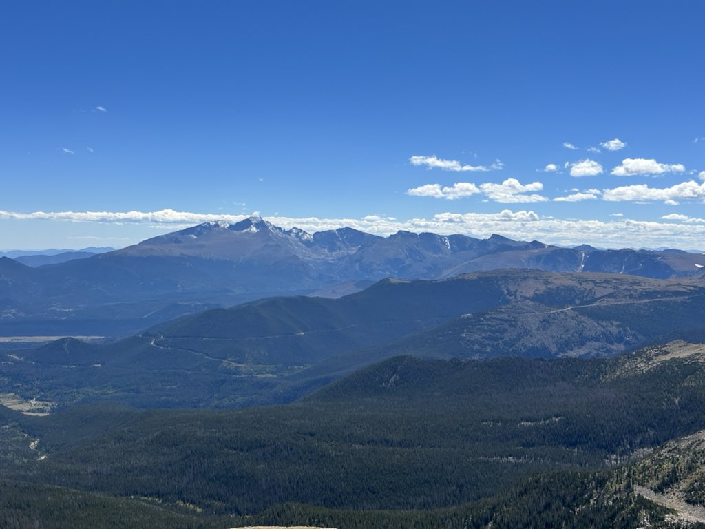Hiked Fairchild Mountain via the southeast slope. Great views of Ypsilon Mountain and the Fay Lakes to the south, and Hagues Peak and Crystal Lakes to the north.