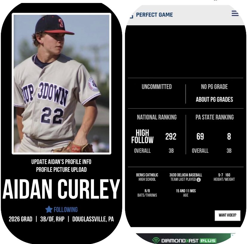 Glad to be recognized by <a href="/PerfectGameUSA/">Perfect Game USA</a> and a ranked player in Pennsylvania, c/o ‘26. Jobs not finished📈📈 <a href="/ristano23/">Chuck Ristano</a> <a href="/ZWeatherford55/">Zach Weatherford</a> <a href="/MattParker37/">Matt Parker</a>