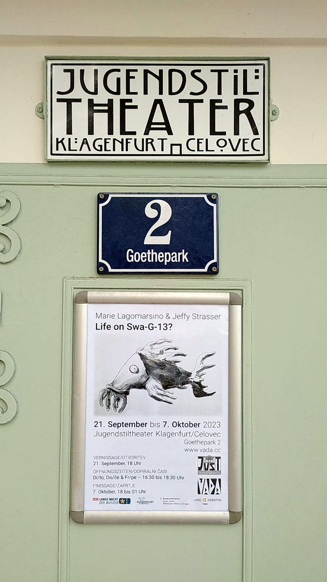 Vernissage am Freitag, 21.09.2023 um 18:00 Uhr im Jugendstiltheater Klagenfurt / Celovec:

Life on Swa-G-13?

#vada #kunst #kultur #jugendstiltheater #just #ausstellung #vernissage #expedition #ausserirdischelebensform #aliens👽 #klagenfurt #celovec #kärnten #koroška #esmussvada