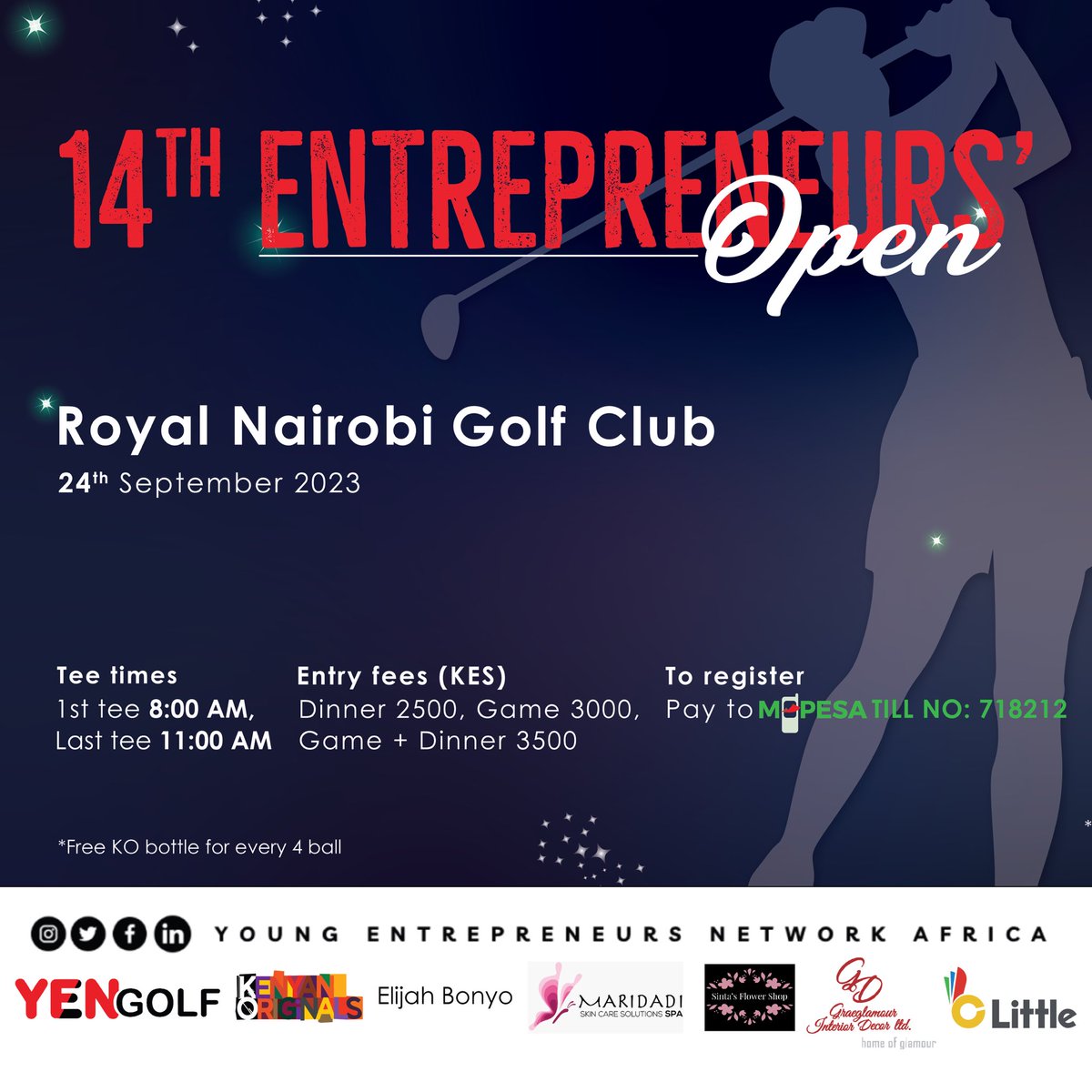GM

Have you registered for our upcoming Entrepreneur’s Open challenge? Swipe for more details.

Enquiries 0740205991

📸 @abriankim 

#YENGolf #MotivationMonday #EntrepreneursOpen #YENGolfTournament