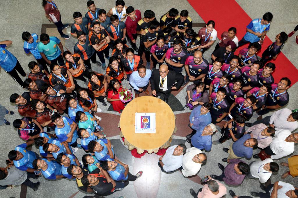 aiims_jodhpur's tweet photo. Glimpses of 11th Foundation Day Celebrations &amp; award ceremony for sports festival ‘TEJAS’ &amp; ‘Chandrayaan Mahotsav’ in Auditorium on 17 September 2023. Institute also witnessed gathering of MBBS 2012. &amp; 2013 batches for 1st Alumni Meet. @MoHFW_INDIA https://t.co/nBWLnNEqRf