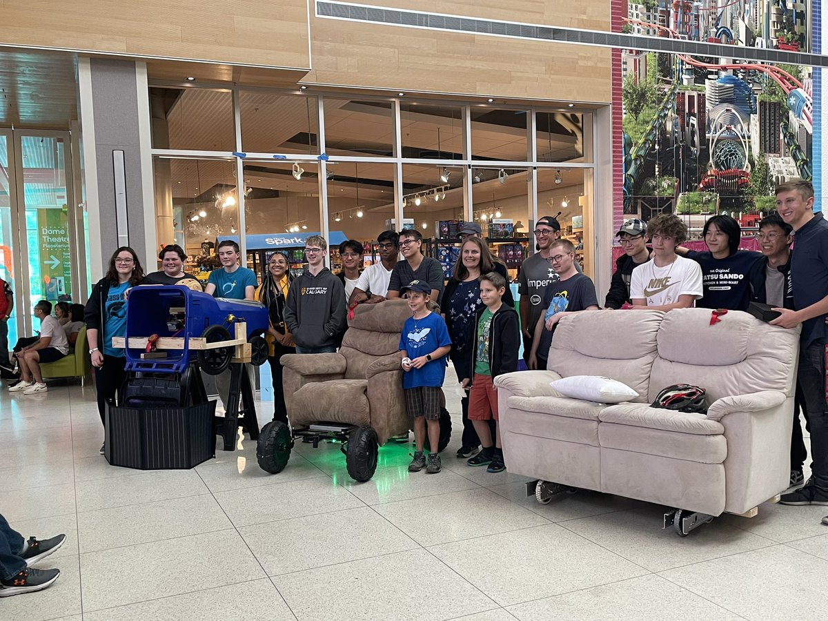 Great time <a href="/Beakerhead/">Beakerhead</a> today with our Hack the House team. Our sustainable vehicle made from household furniture WORKED! It was a cordless drill powered recycling bin with a lot of ‘next times’. Super proud of the students, and looking forward to next time.