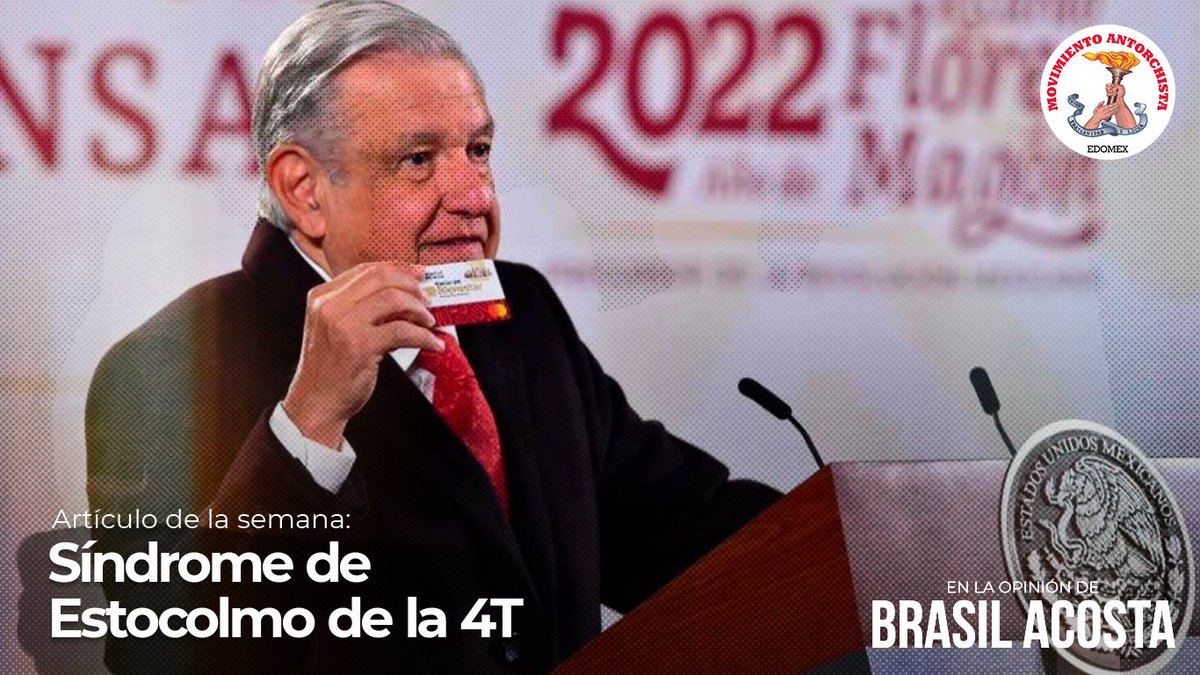 DrBrasilAcosta's tweet photo. Mi artículo para @BuzosNoticias 1099, Síndrome de Estocolmo de la 4T.

En México hay una manipulación y una esclavitud “mentales” operadas desde Palacio Nacional a través de los medios de comunicación y la entrega de dinero.

#Entérate aquí https://t.co/19tS4pMRZu https://t.co/1sXuLpC3uz