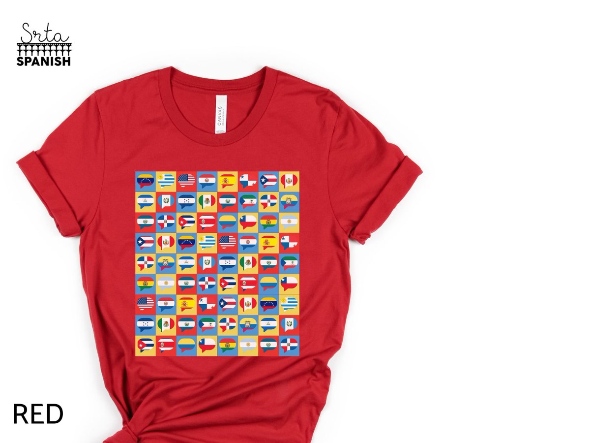 afulks2013's tweet image. Just a few hours left on the Etsy sale! Use code GET5 to get $5 off a minimum purchase of $25!

I just added this design with the flags of the Spanish-speaking countries! SHOP HERE:

creatoriq.cc/3t3j1ss
#spanishteachers #teachertee