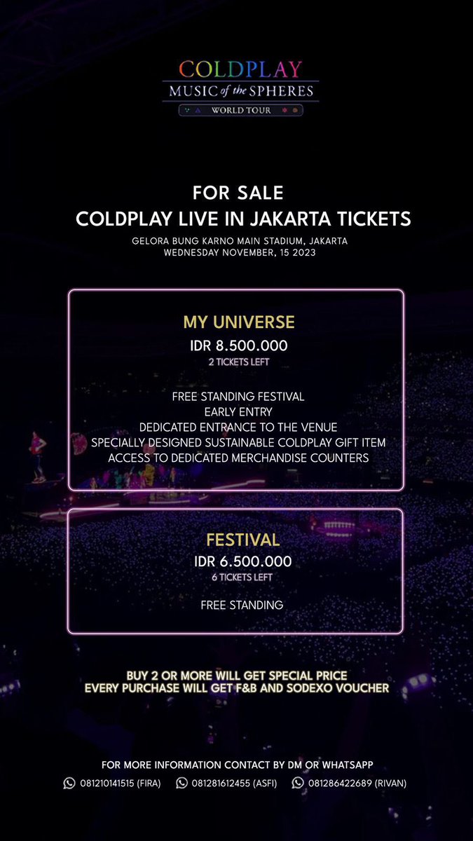 RAF_tix's tweet photo. For Sale! Coldplay Live in Jakarta, get yours now!! https://t.co/ninBRdtmKS
