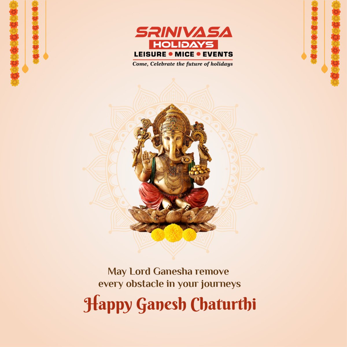 sriniv_holidays's tweet photo. May Lord Ganesha remove every obstacle on your journeys. Happy Ganesh Chathurthi! @redBus_in @Cleartrip @Ramoji_FilmCity @viadotcom @IRCTCofficial @iato_india @telanganatouris #GaneshChaturthi #festival #celebartion https://t.co/9uUJ5ZtNdz