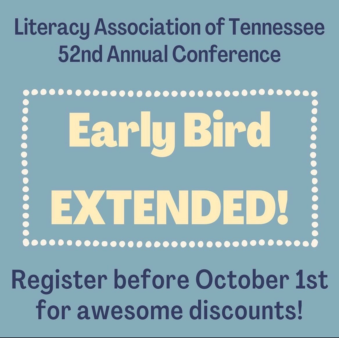 MCLA_Chapter's tweet image. Early bird registration extended! Don’t miss out on this opportunity 🦋

#tnreads #MCLA #LAT #latcon2023 #ILA