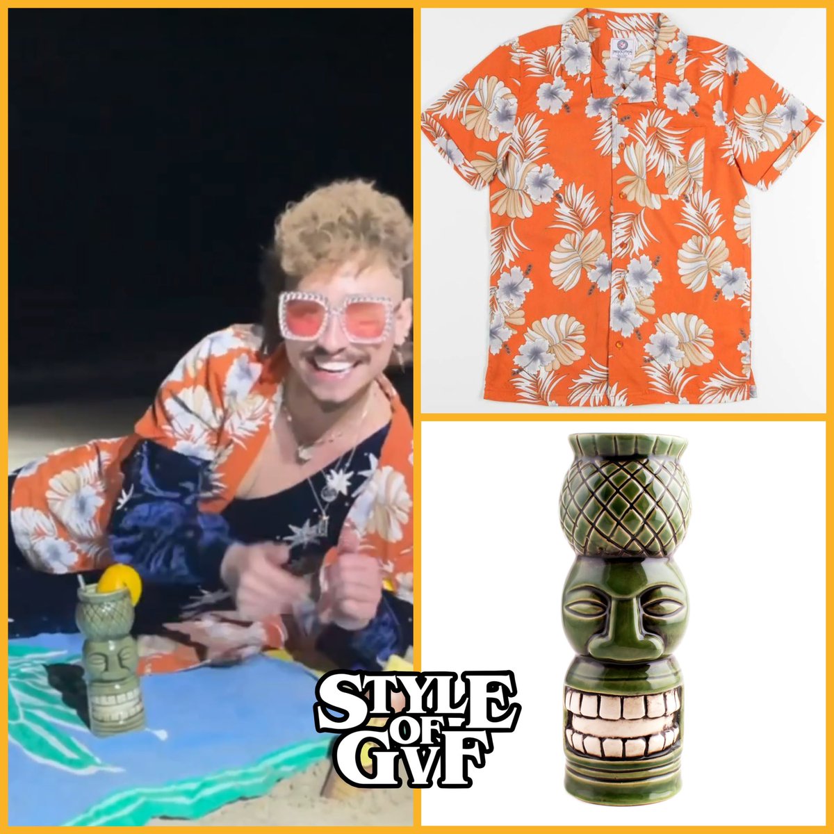 StyleofGVF's tweet photo. Josh is wearing a Orange Hawaiian Shirt from #OneResolution Clothing (no longer sold) and using the 20 Oz Tiki Drinkware - Pineapple Head from #BarConic (prices vary, found for $9.95 - will post link)
โ-
Hawaiian shirt is Sams! I posted it waaay back in June 2022 :) https://t.co/zi5NHMZkS4