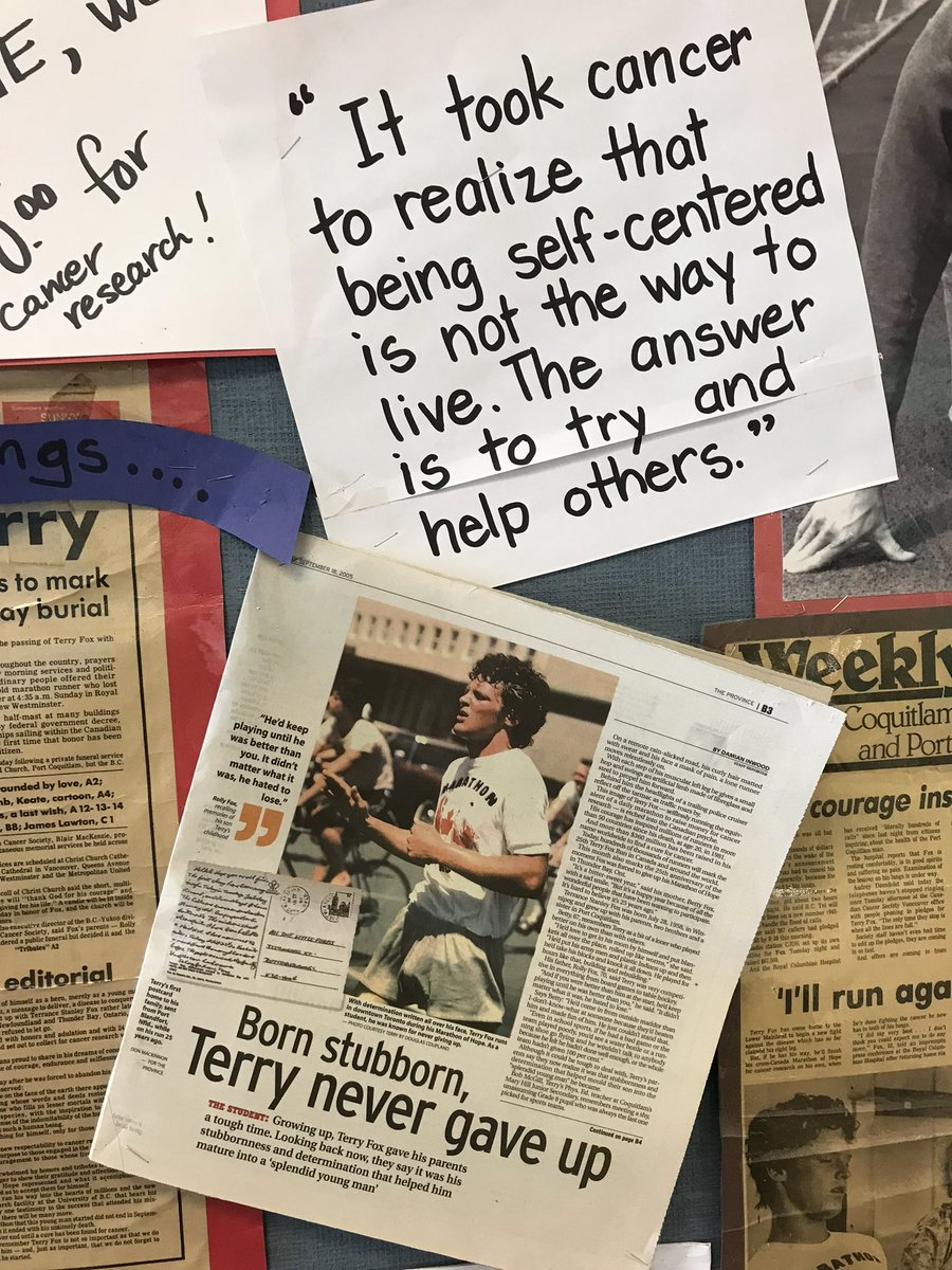 Getting set for our school #TerryFoxRun next Thursday. Bring your toonies for Terry this week! Did you know his runs have raised over $850 million for cancer research? Thank you, Terry. We will never forgot you. ❤️