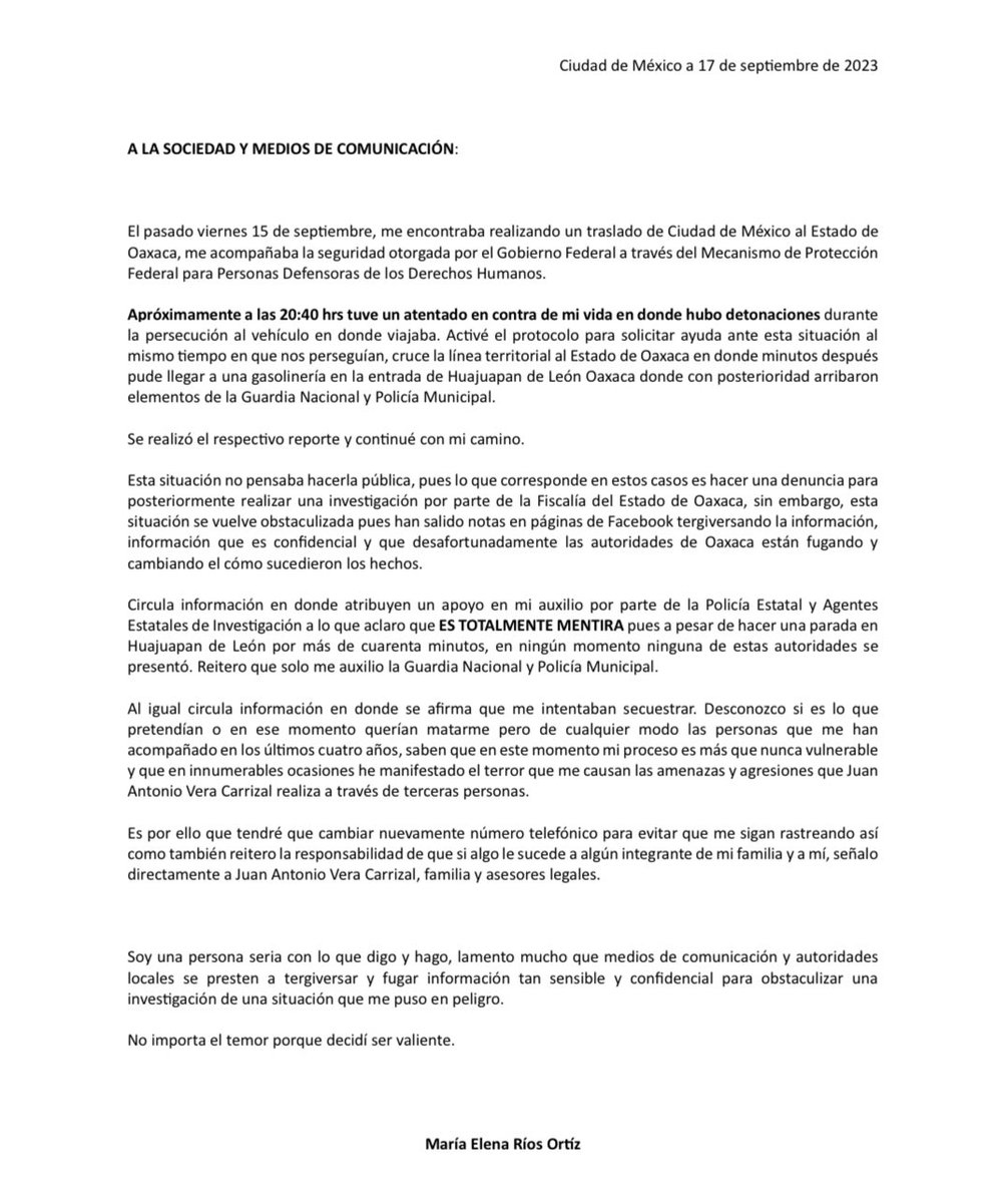 _ElenaRios's tweet image. #AvisoImportante ⚠️⚠️⚠️

Sociedad y medios de comunicación: 

El día 15 de septiembre por la noche, tuve un atentado en donde hubo detonaciones. Lamento que sean algunas autoridades las que fuguen y tergiversen información tan delicada.

#Gracias Mecanismo de Protección por…