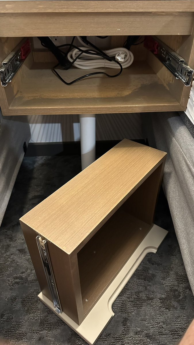 HunterO2's tweet image. Home improvement was in order in my hotel room. Outlets on the nightstand were unplugged