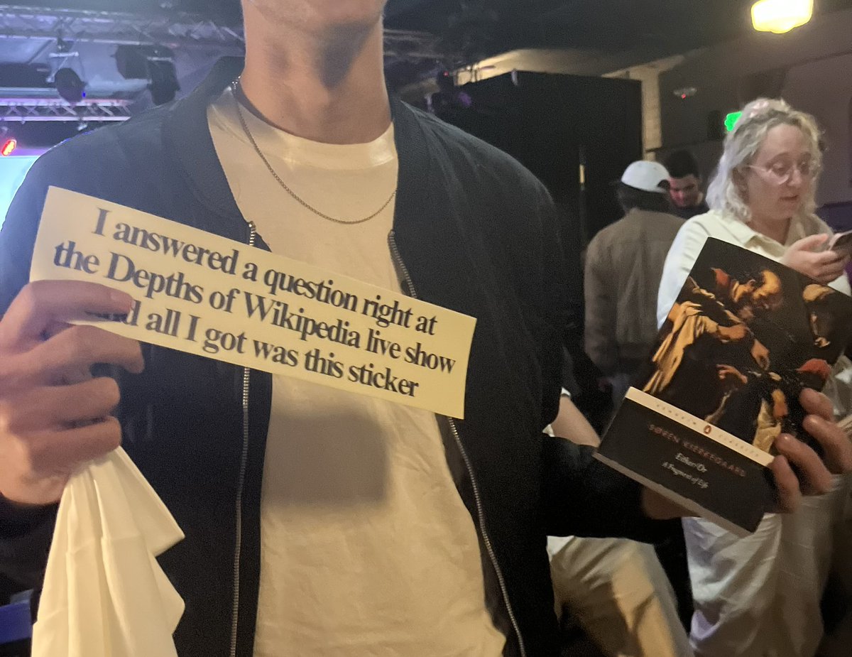 depthsofwiki's tweet photo. obsessed with the guy who showed up reading Kierkegaard, got all the questions right, and then went back to reading Kierkegaard https://t.co/N7h2bV5Ej7