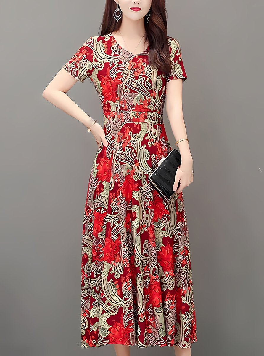 #bestdealbuys Round Neck Print Skater Dress 🥳🥳🥳
#dresses #printdress #alinedress