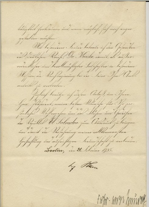 EShistoria32's tweet photo. Una carta oficial del canciller alemán Adolf Hitler con fecha 21 de febrero de 1935, dirigida al General Maximiliano Hernández Martínez,  al iniciar su segundo período en la Presidencia de la República de El Salvador. https://t.co/QUadIW64cE