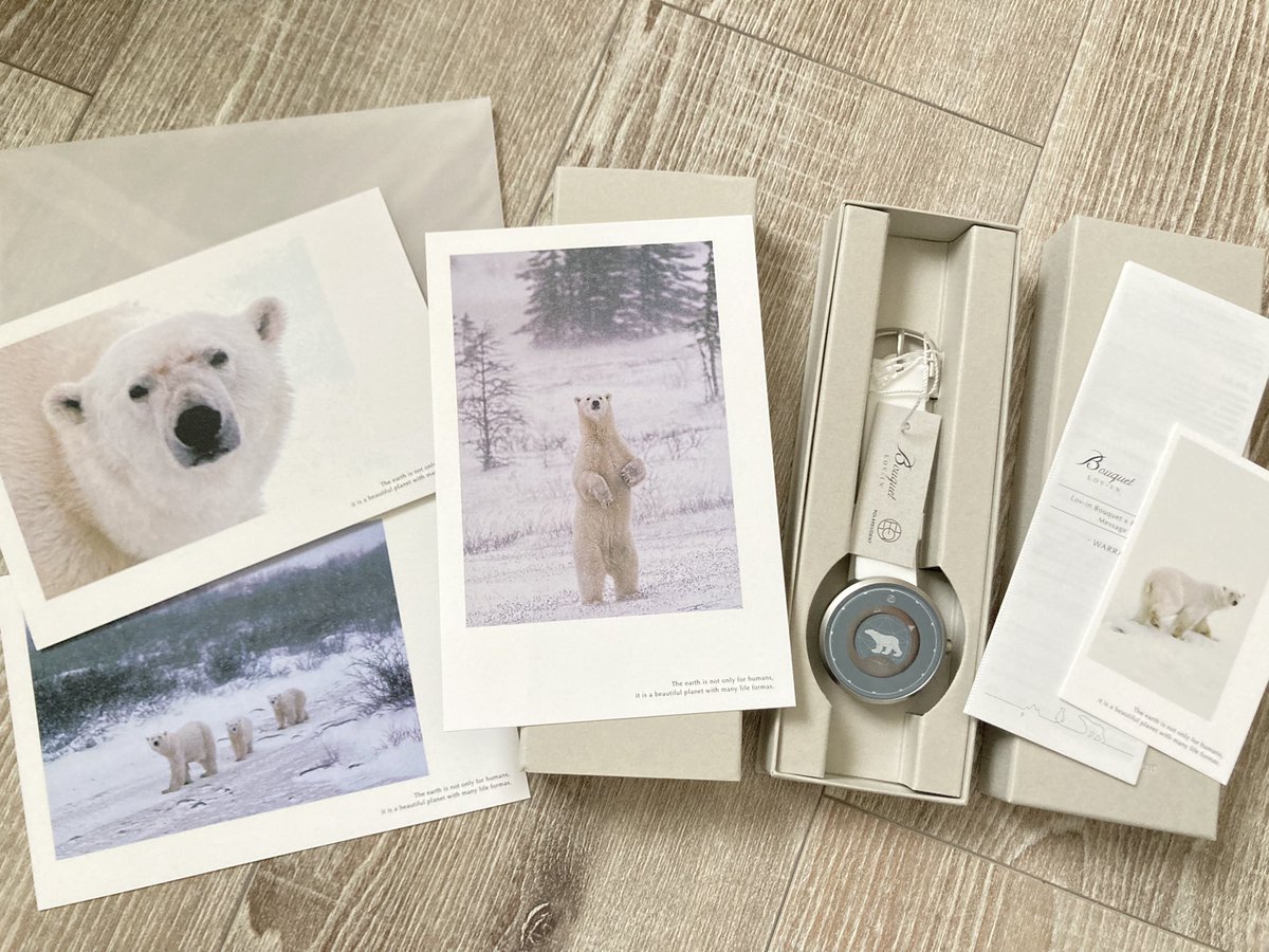 Oono4690_ky's tweet photo. 「Lov-in Bouquet x POLARESIDENT メッセージウォッチ」🐻‍❄️🧊⌚️
手元に届いた〜！😍
野生動物写真家 中村惠美さんのポストカード付き✨
環境問題への関心を呼びかけるメッセージウォッチです🥺🐻‍❄️🐧
#中村惠美 @wildlifeEmiN @makuake_ca https://t.co/HNlU2po6Cz