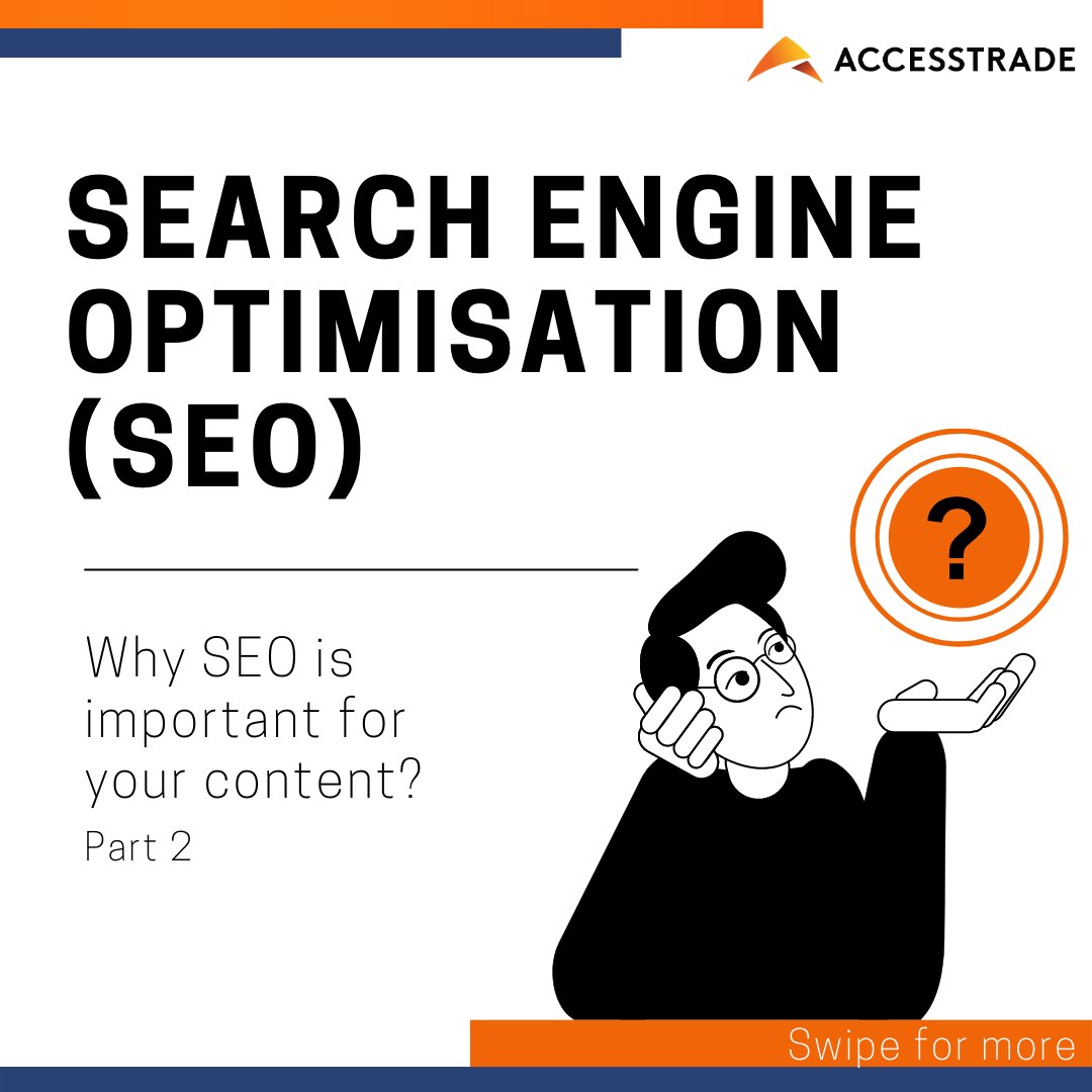 accesstrade_my's tweet photo. Unlocking the power of SEO! Part 2✅   You've grasped the essence of SEO—now, let's dive into the "why" behind its importance for your content. 📈  Stay tuned as we unravel the key reasons that make SEO a game-changer! 🚀   #ACCESSTRADE #SEO #Digitalmarketing #marketingtips https://t.co/yvkqluElnr