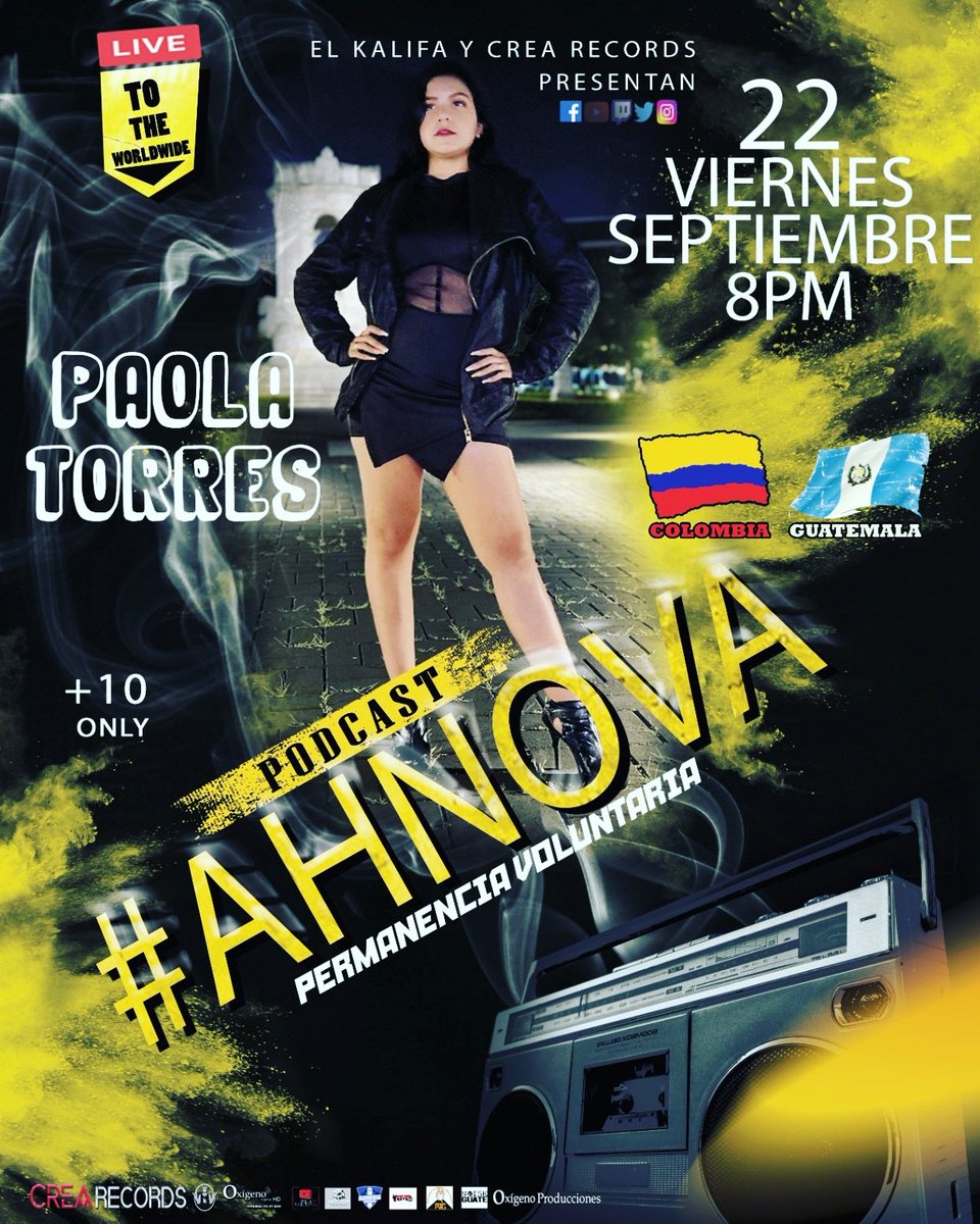 Emision #07  Invitada #PaolaTorres Éste Viernes 22 de Septiembre de 2023. a las 8PM (Hora Centroamerica). 

#PaolaTorres
Tiene 17 años de edad y es Colombiana.

#podcast #vocals #musicaregional #musiclive #musicaenvivo #enexclusiva #Livestreaming #colombia🇨🇴 #guatemala🇬🇹