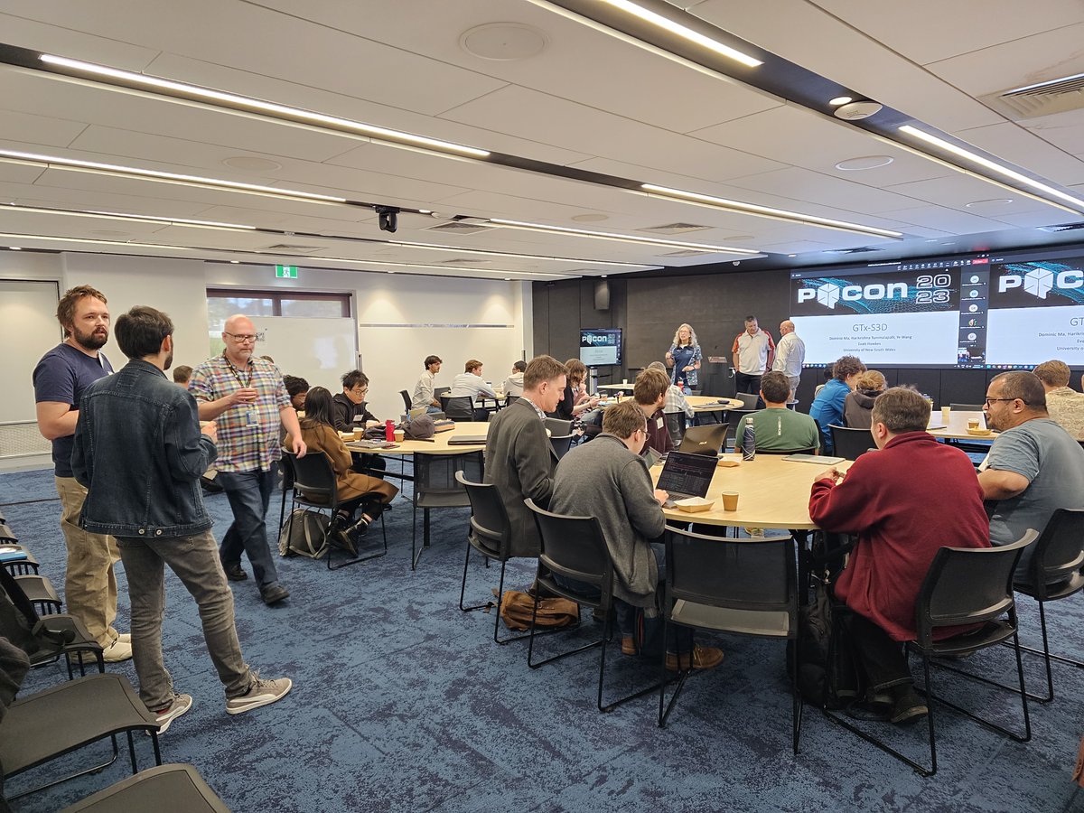 PawseyCentre's tweet photo. The three-day P'Con23 #Hackathon is now underway in Perth, with #PaCER teams collaborating with experts like Fredrik Robersten (@LUMIhpc), George Markomanolis (@AMD), Joe Schoonover (@FluidNumerics), Erik W. Draeger and Jane Herriman(@Livermore_Lab) and Toby Potter (Pelagos). 🚀 https://t.co/nF3h3mwNwR